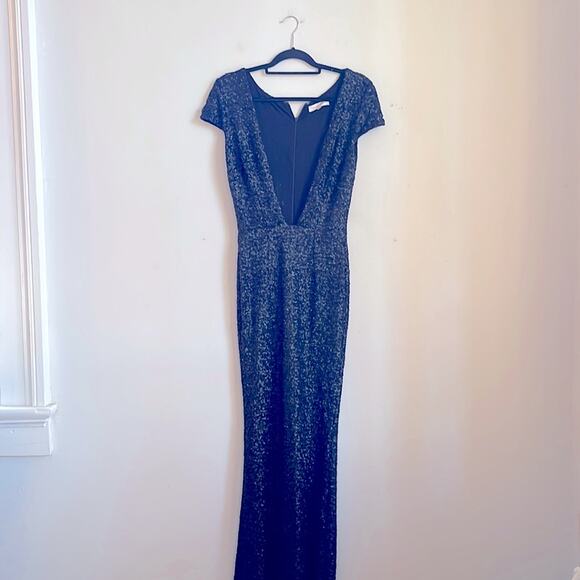 Dress the Population Michelle fully sequin deep V neck  mermaid maxi ball gown - Picture 1 of 8